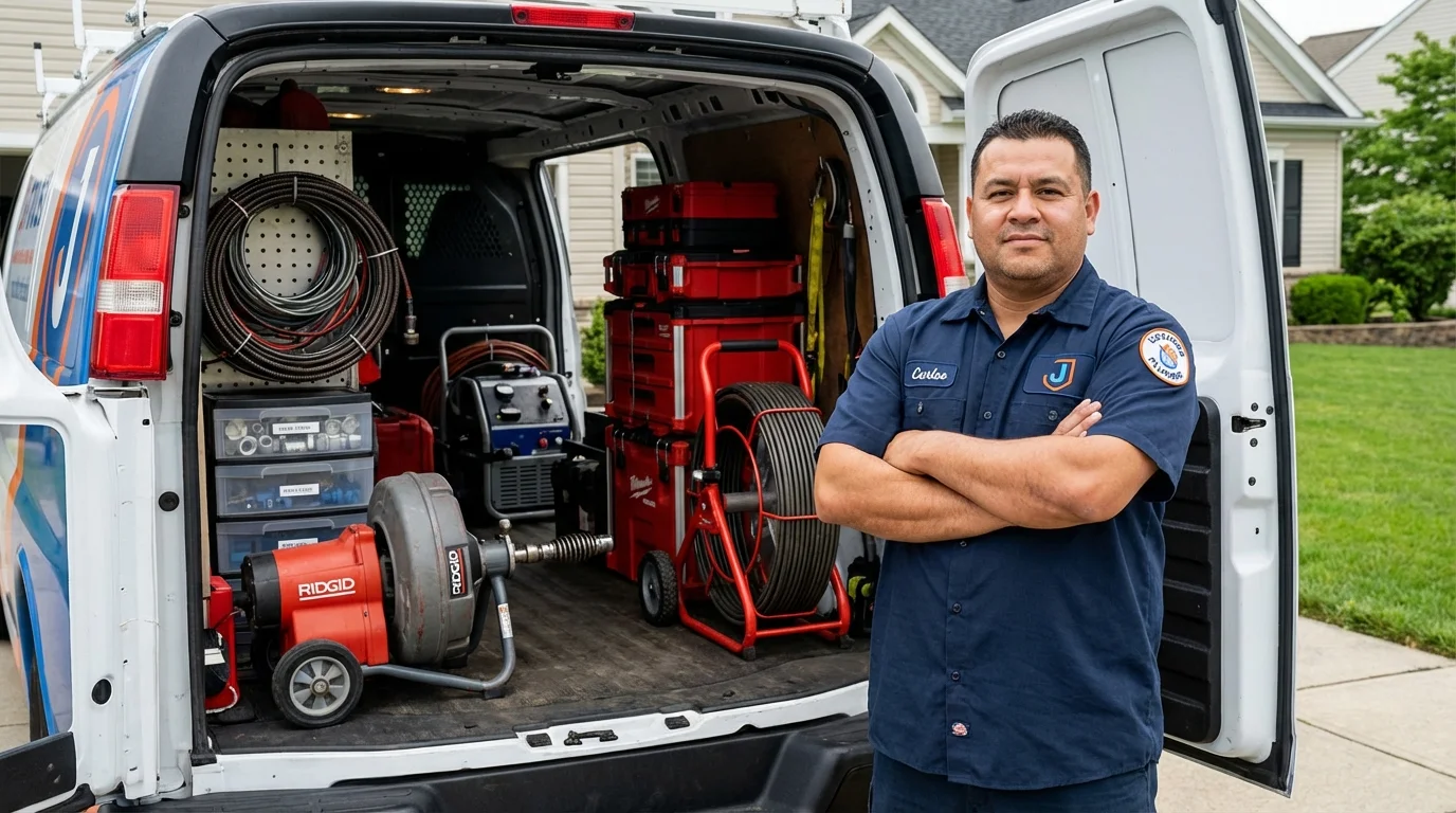 Professional drain cleaning equipment and Johns Plumbing LLC plumber in Imlay City