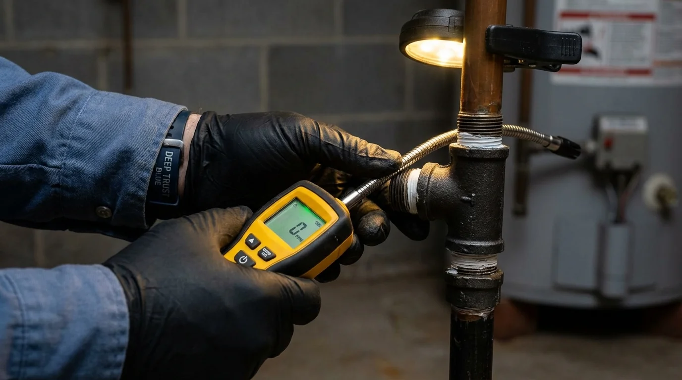 Gas leak detection with electronic sniffer by Johns Plumbing LLC in Imlay City