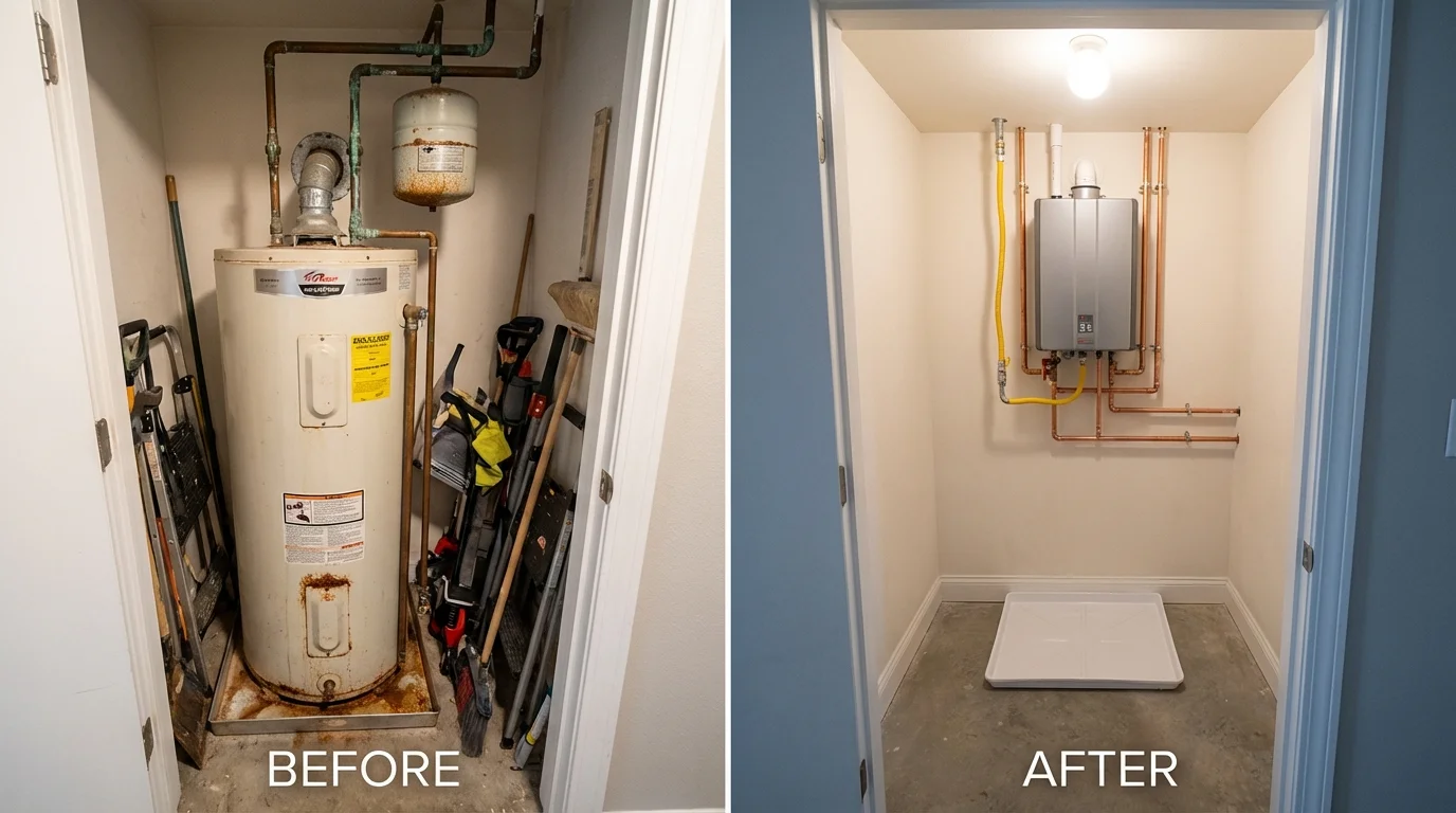 Tank water heater versus wall-mounted tankless unit comparison for Imlay City, MI homeowners